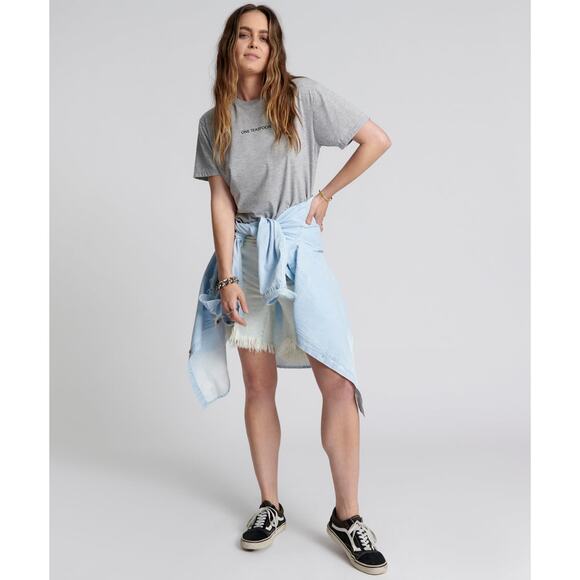 ONE TEASPOON Grey Marl Logo Crewneck Short Sleeves Tee Shirt NWT size Small - Picture 1 of 7